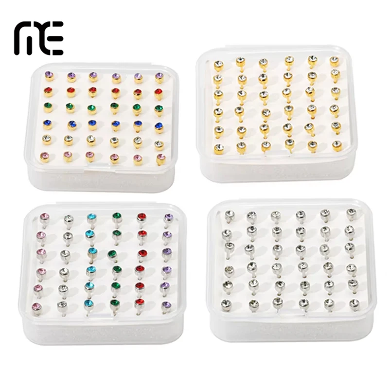 36pcs/Box Ear Piercing Earring Studs-Fashion Alloy Ear Studs Piercing  Jewelry