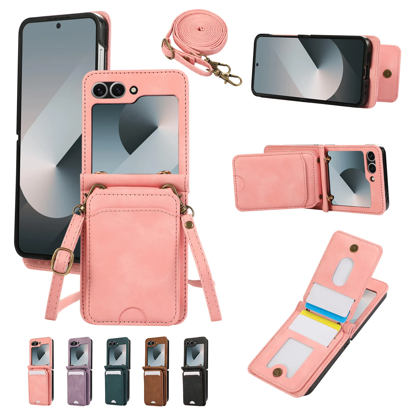 Suitable for the slung-foldable flip-up card holder of Samsung ZFlip7 (compatible with ZFlip6/5/4/3 card slot mobile phones)