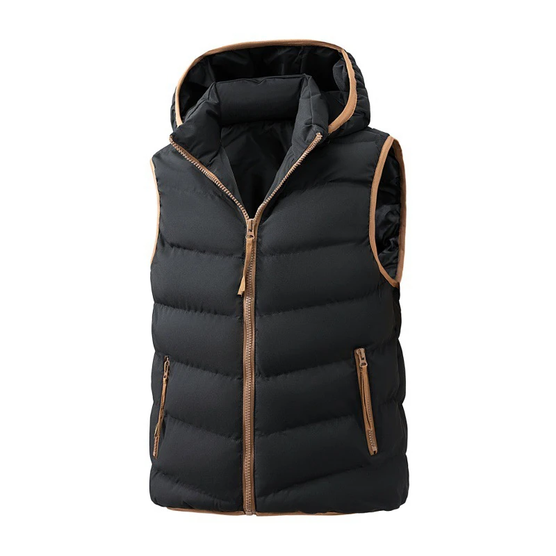 Winter Men's Warm Cargo Hooded Vests Fashion Men Thermal Windbreaker Waistcoats Man Thick Snow Climbing Workwear Padded Vests