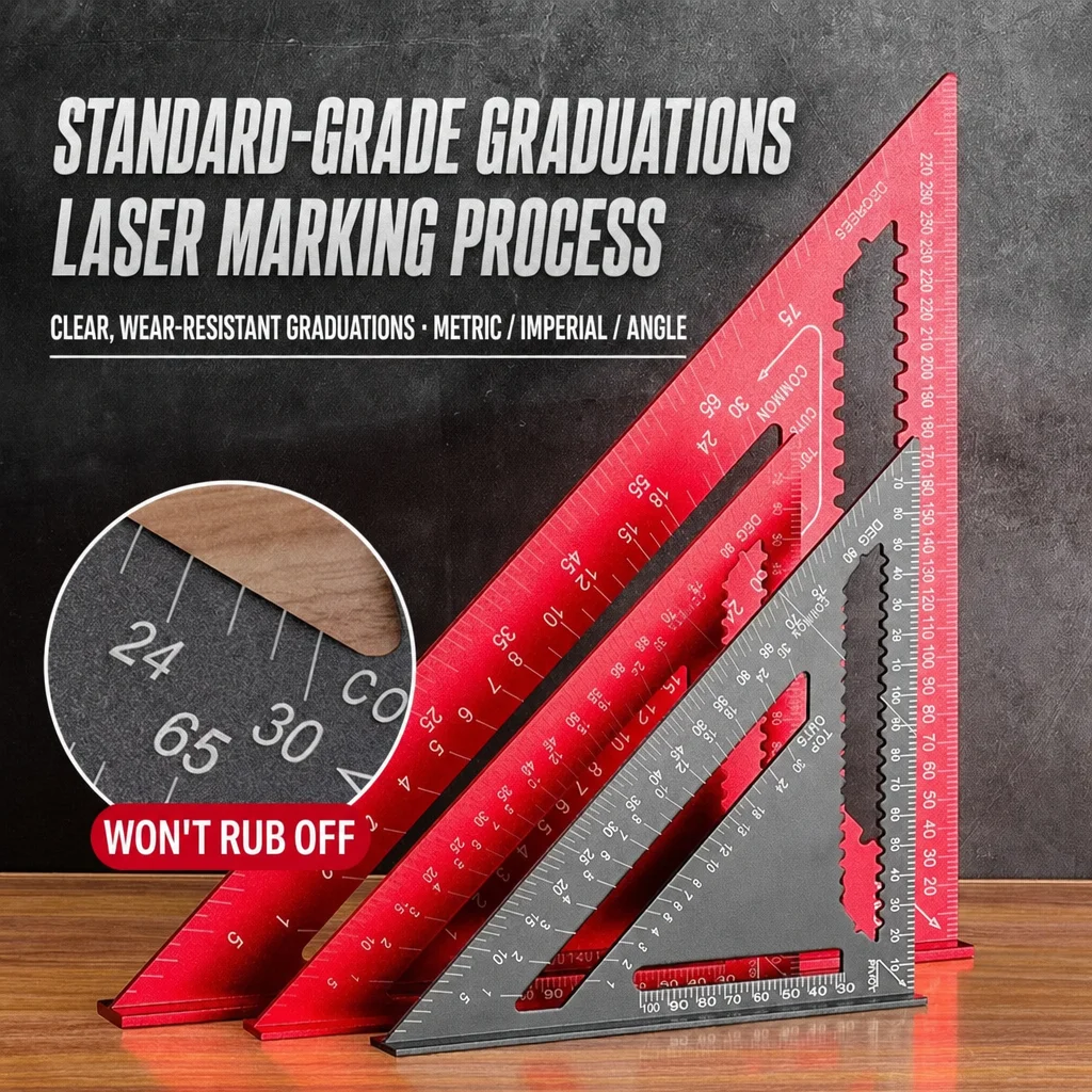 Woodworking Aluminum Alloy Triangle Gauges Measuring Gauging Tools High Precision Marker Angle Ruler Metric and Imperial