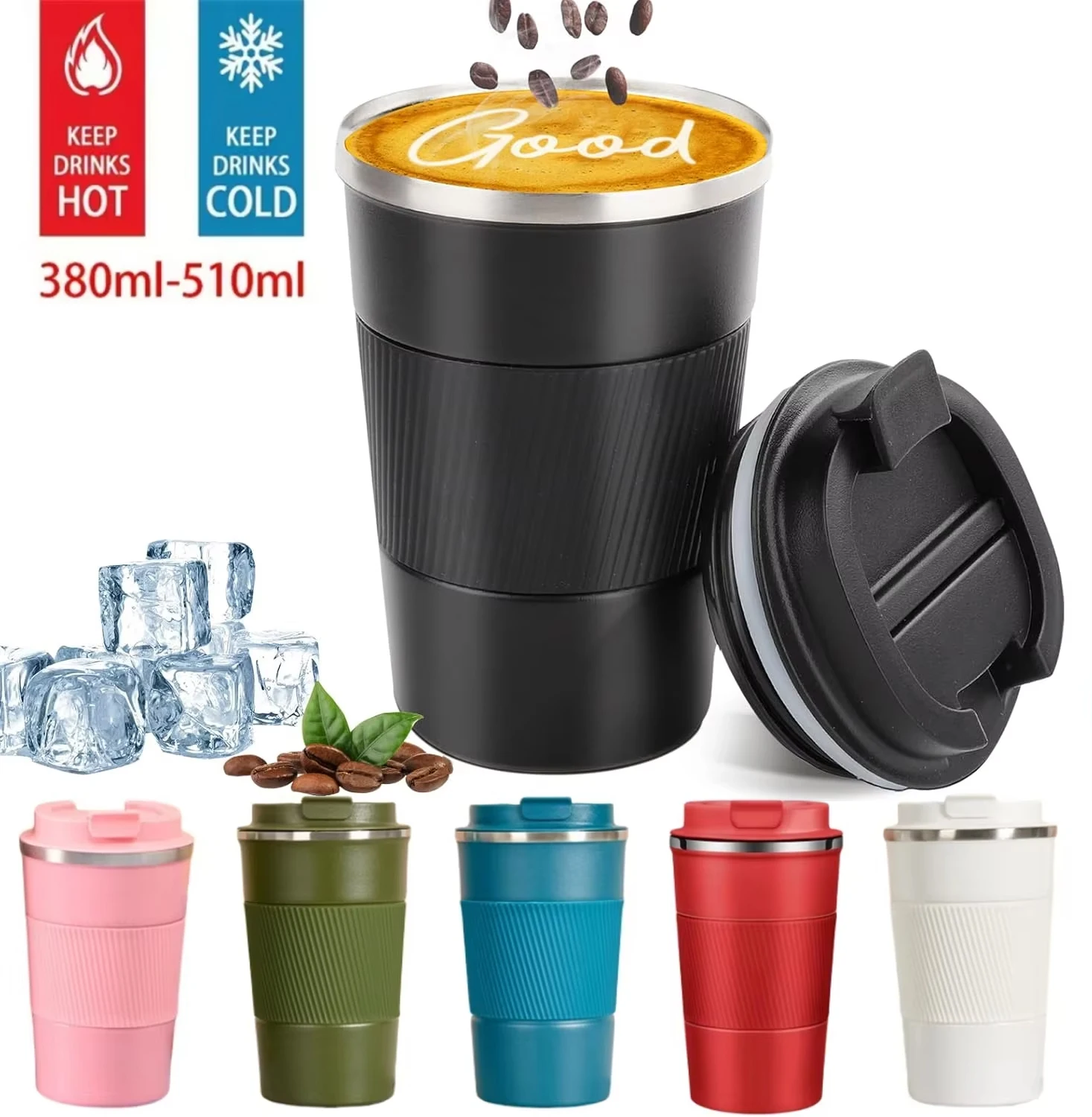 12.85/17.25oz ترمس من الفولاذ المقاوم للصدأ كوب معزول طبقة مزدوجة مانعة للتسرب كوب سفر للرياضة في الهواء الطلق زجاجة فارغة محمولة