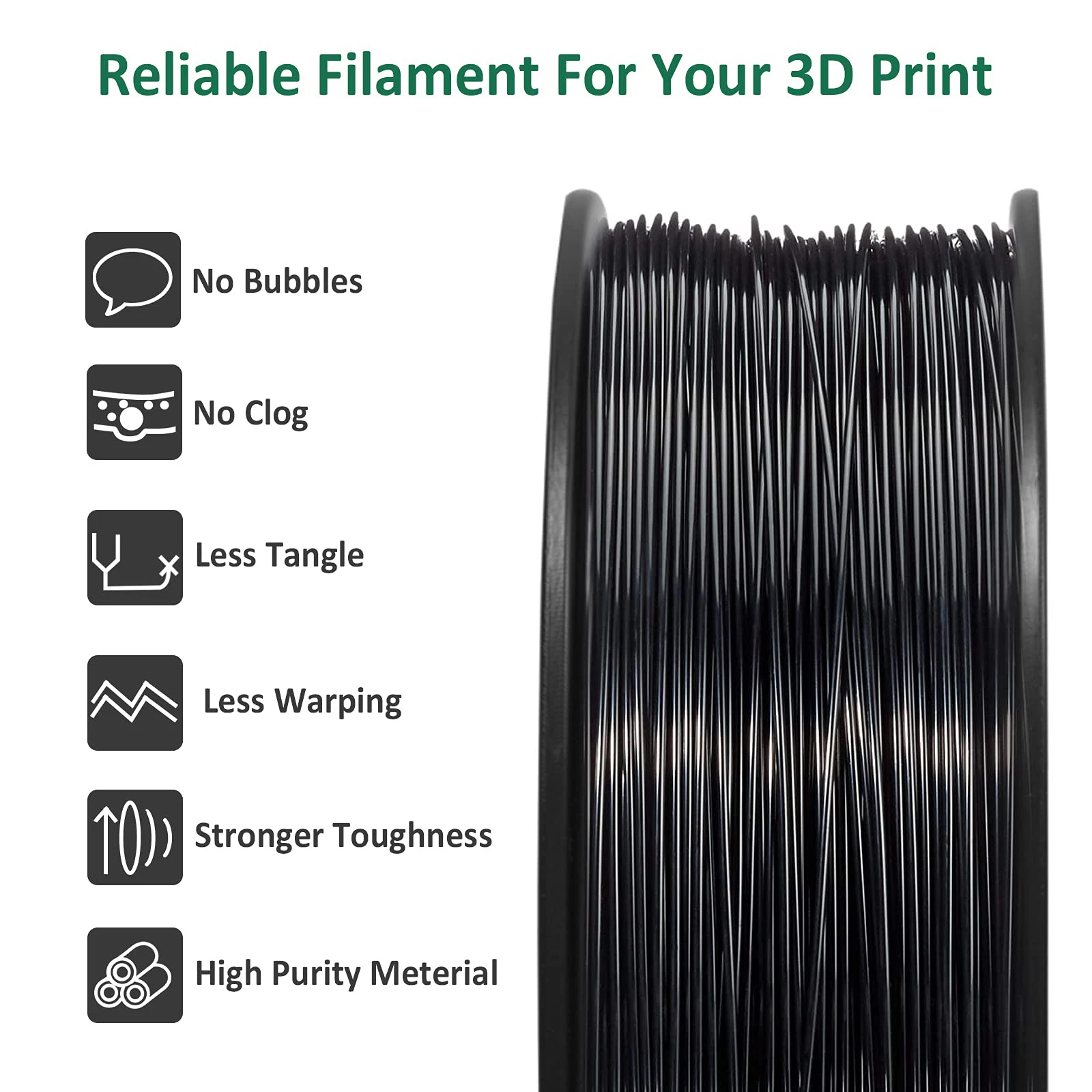 Filament Geeetech ABS+ 3D 1.75mm 1KG, plastik do drukarek 3D, bez plątania, nietoksyczny, pakowany próżniowo, biały, czarny — zdjęcie produktu 3