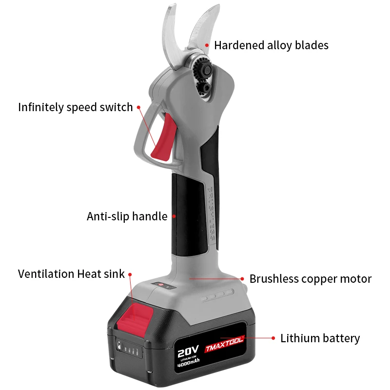 High Performance Li-ion Battery Electric Secateur Garden Trimmer Portable Branch Cutter Pruning Shears