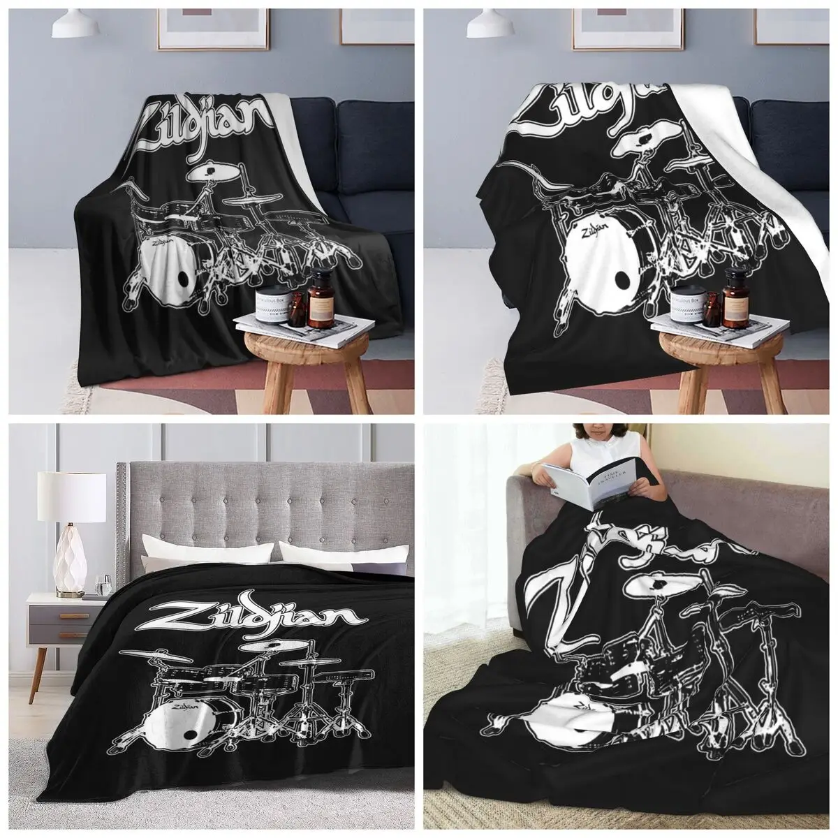 Zildjian Cymbals Drums Drummer Giutar Music Turkish Blankets Soft Warm Flannel Throw Blanket Bedspread for Bed Travel Home Sofa