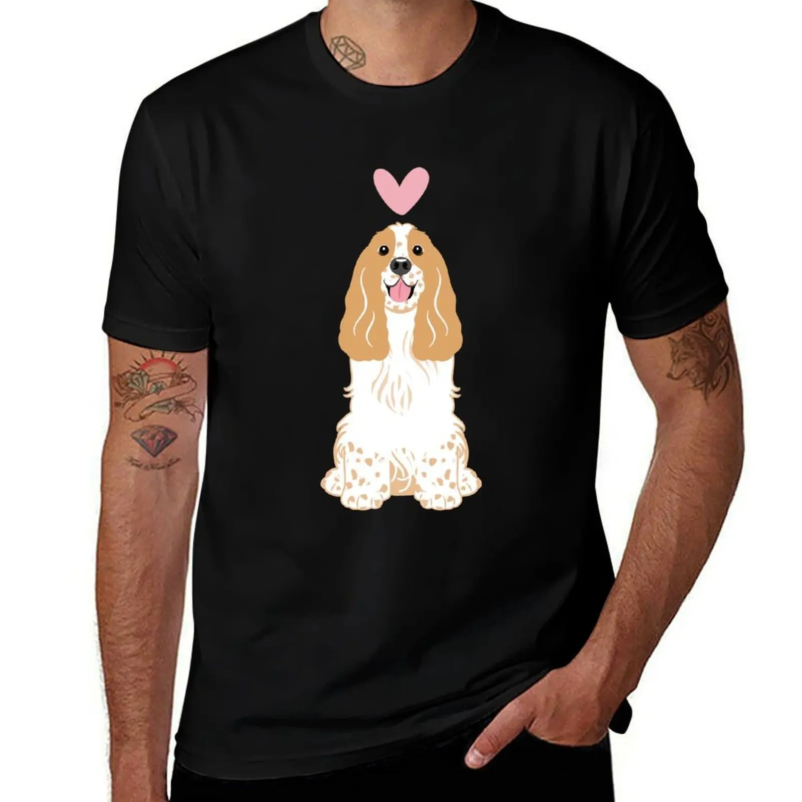 Love Orange and White Cocker Spaniel T-Shirt Basic Comfort Fit for Men T-Shirt