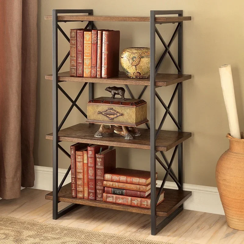 

Retro shelf Floor-to-ceiling flower stand American bookshelf Living room wrought iron storage rack Solid wood simple