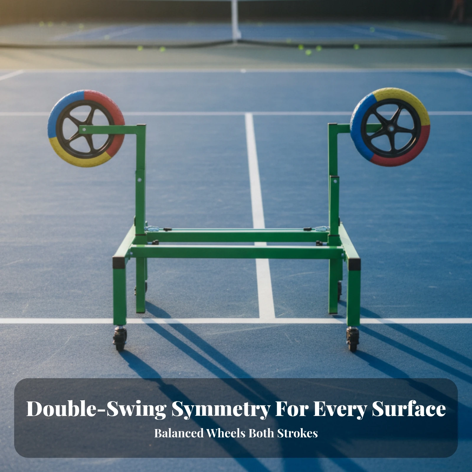 Tennis Swing Practice Device Wheeled Tennis Stroke Practice Device Training Tool Mobile Long-Lasting for Beginners, Backyard