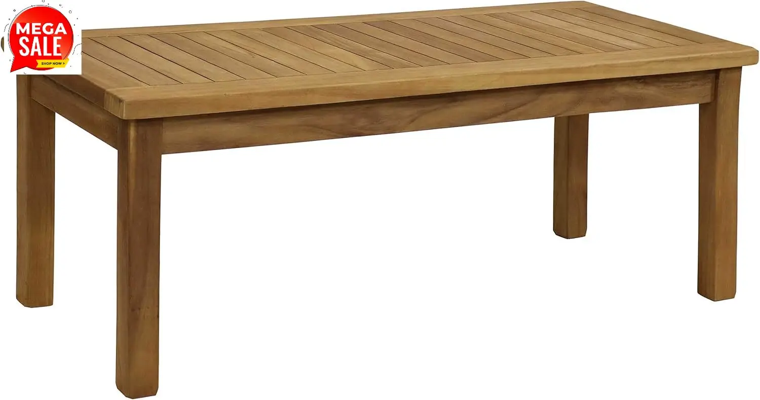 

Бестселлер Sunnydaze: 45-дюймовый прямоугольный уличный кофейный стол из массива тика - Стол для патио на открытом воздухе - Светло-коричневое дерево