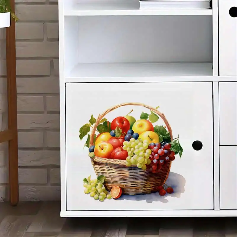 Fresh Produce Fruit Basket Wall Stickers Fruit Shop Decoration Dining Room Living Room Refrigerator Home Decoration Decals S871