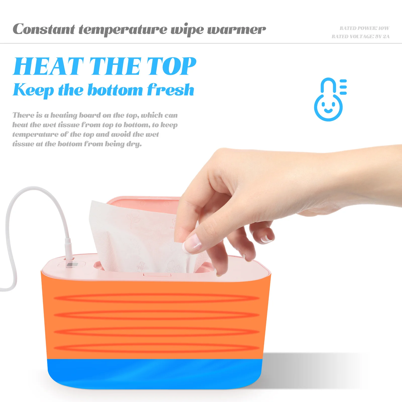 1 pz scaldasalviette per bambini scatola di riscaldamento portatile per tessuti bagnati temperatura regolabile scaldasalviette per pannolini per bambini scatola di riscaldamento per tessuti bagnati rosa