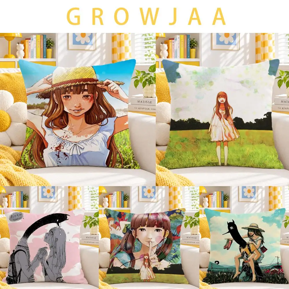 manga Goodnight Punpun Cushion Cover Throw Pillow Short Plush Fresh Bright Cushion for Bedroom Sofa Ornament Present Gift