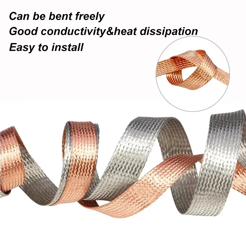 Expandable Copper Braided Sleeve 2-28mm Width, Metal Screening Sheath Signal Cable Electromagnetic Shield Protector