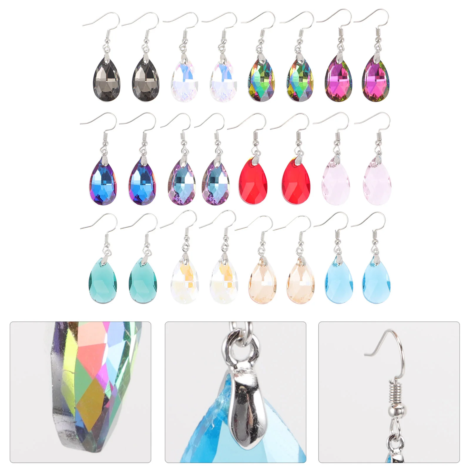 12 Pairs Crystal Drop Earrings Girl Lady Pendant Bulk Drops Dangling for Women Dangle Miss