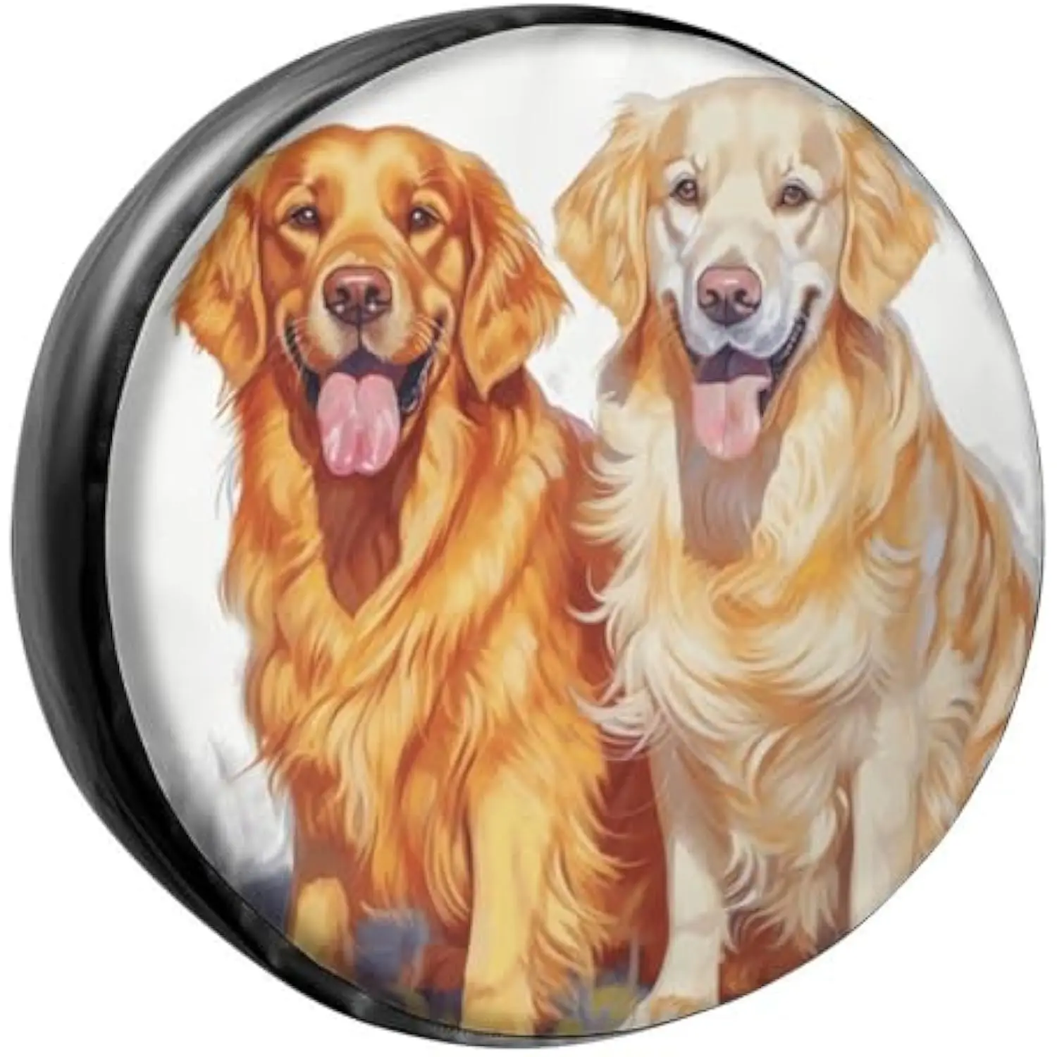 

Golden Retriever Dogs Spare Tire Cover Weatherproof PU Leather Wheel Protector for RV SUV Truck Camper
