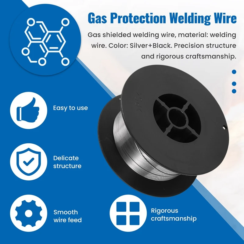

E71T-1C 500G Stainless Steel Gasless Mig Welding Wires 1.0mm Dia Solid Cored Welding Accessories for Chemical Equipment