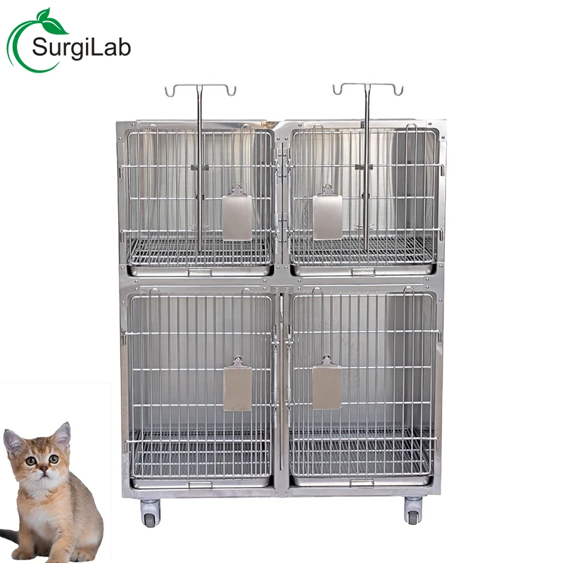 Stainless Steel Multiple Dog Cage Bank Veterinary Cat Cages For Pet Hospital