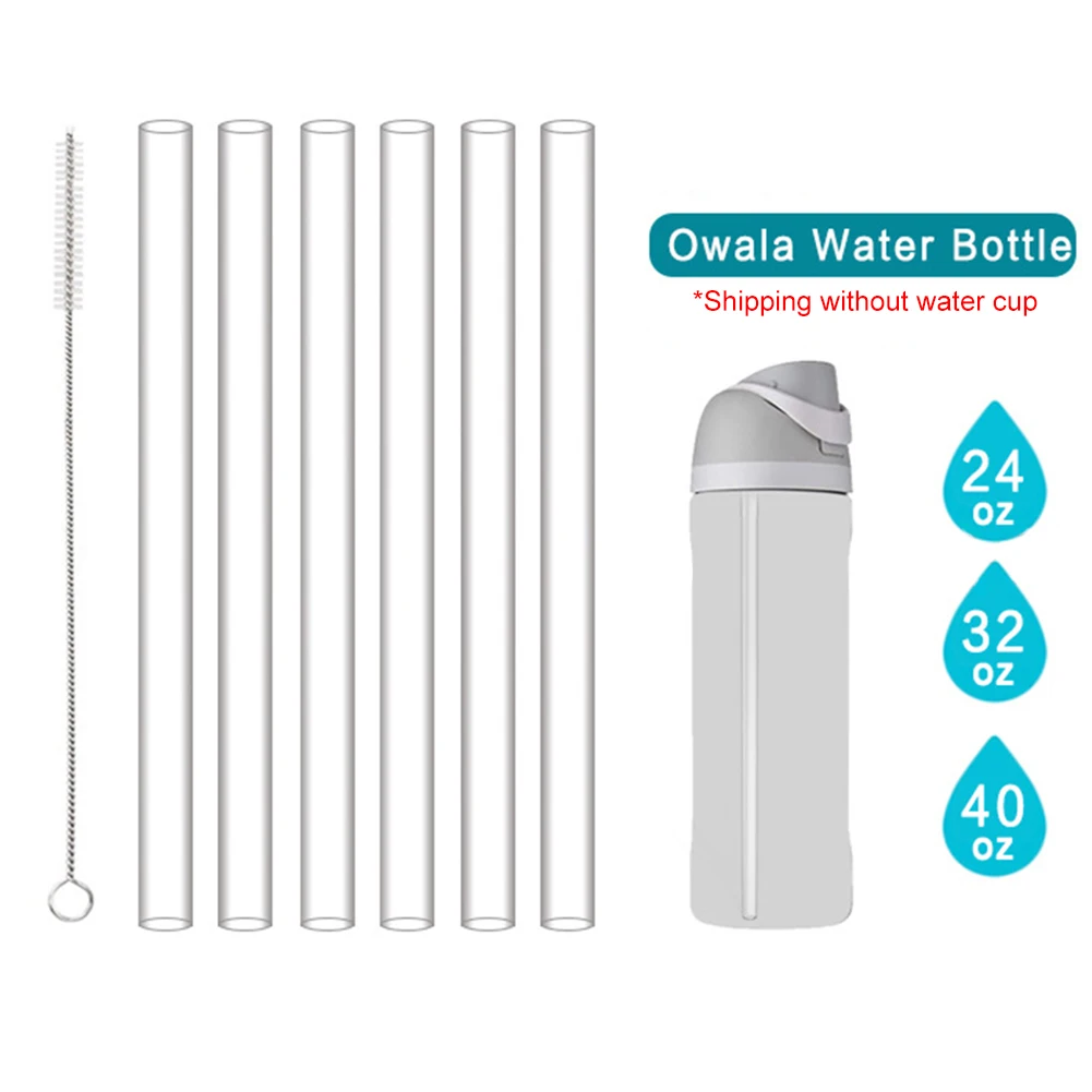 6Pcs Reusable Straws with Straw Cleaner Drinking Straws Transparent Straw for Owala FreeSip 24/32oz Cup Accessories