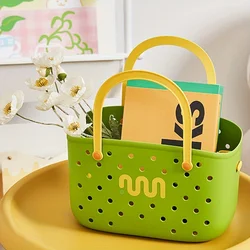 1pc Multi Color Bath Basket Portable Storage Basket Handheld Basket Picnic Basket Travel Storage Tool.