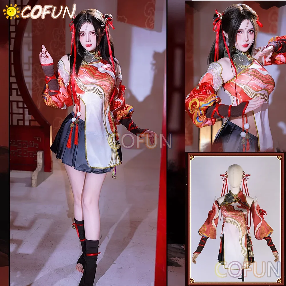 Cofun naraka: bladepoint foia shen cosplay traje de halloween jogo roupas wing chun ano novo cheongsam feminino estilo chinês peruca