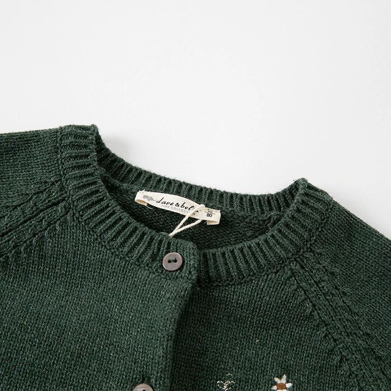 Dave Bella Kids Girls Cardigan Sweaters Lovely Knitted Sweater Green Cotton Sweatshirt Autumn Coat 2 to7 Year DB3222812