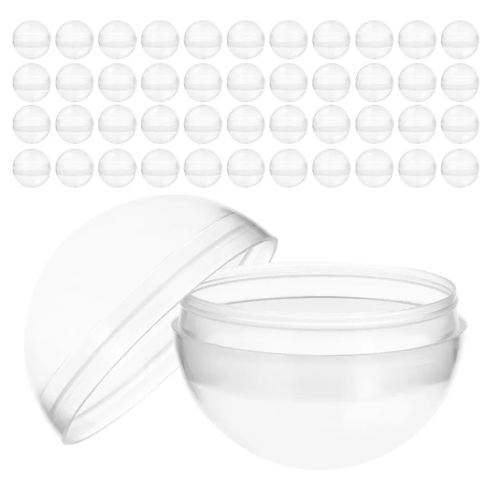 

100pcs Transparent Shells Clear Plastic Capsules Empty Round Prize Balls Storage Display Beads Container Decorative
