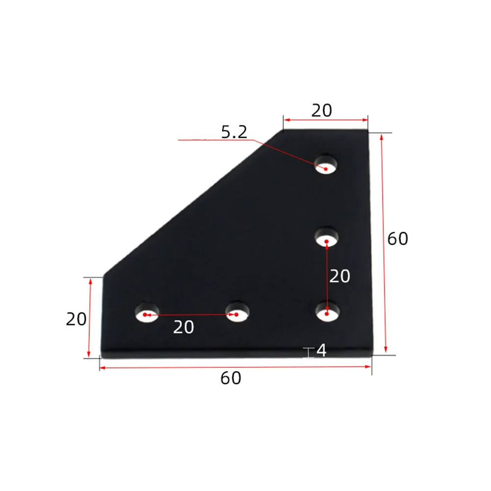 1pc 5 Hole Joint Board Plate Corner Angle Bracket Connection Joint Strip 90 Degree For 2020 Aluminum Profile Black/Silver