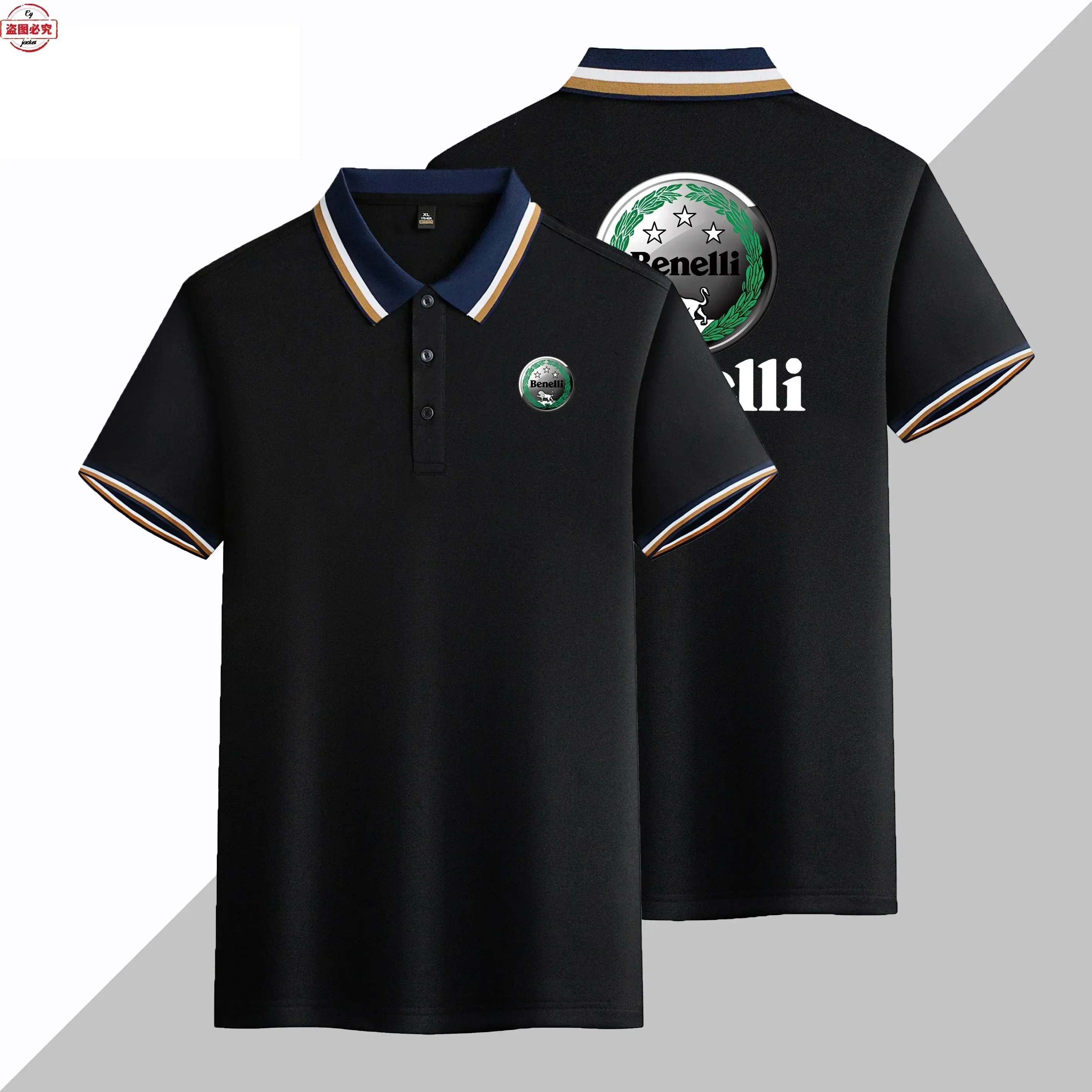 Benelli Motorcycle LOGO Printed Men's Benelli Cycling Clothing Business Casual Short Sleeved Sports T-shirt Collar Polo Shirt