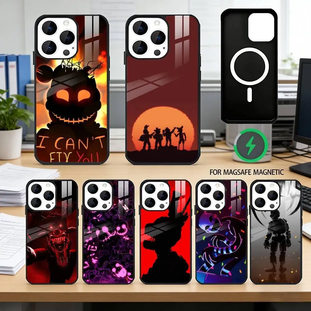 

F-Five N-Nights at Freddy's FNAF Phone Case For iPhone17,16,15,14,13,12,11 Plus,Pro Magnetic For Magsafe Wireless Charging