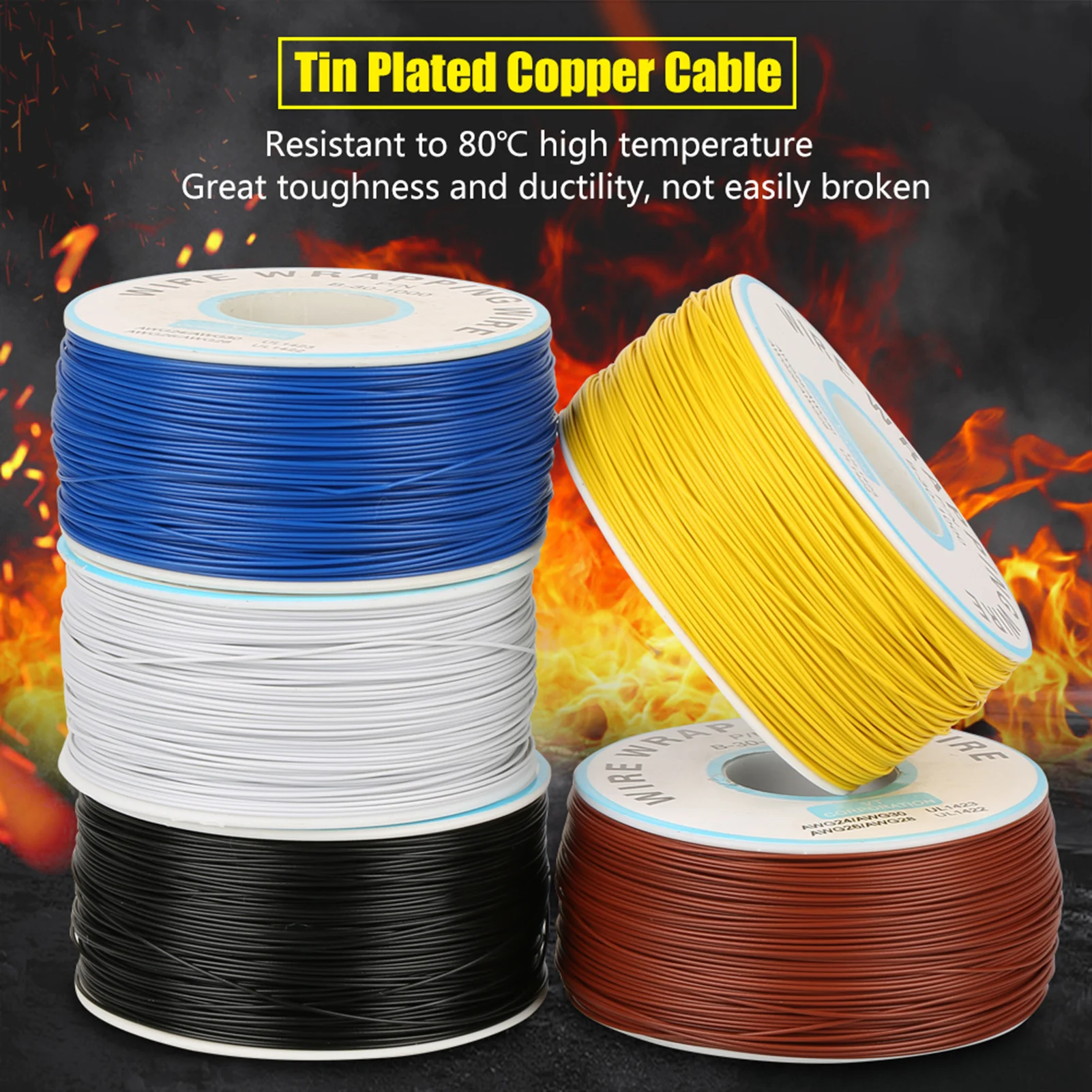 1Roll WiRe Wrapping Single Copper Wire Strand 30AWG Cable 0.25mm  Diameter Electric Cable Wire Cable Tin Plated Copper Cable