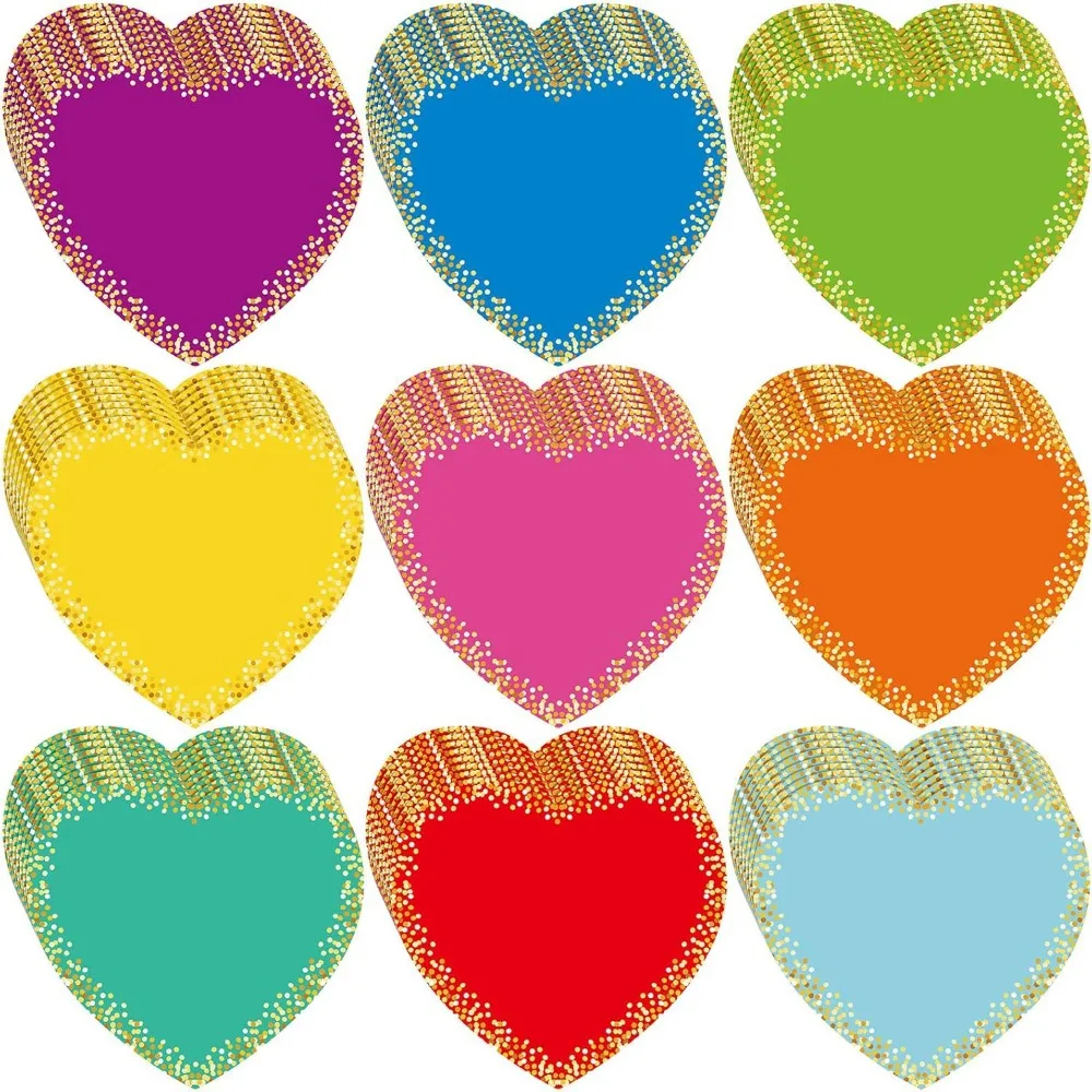 

108pcs Cutouts Colorful Star Paper Cutouts Aesthetic Round Flower Heart Shaped Pentagram Decorative Border DIY Craft