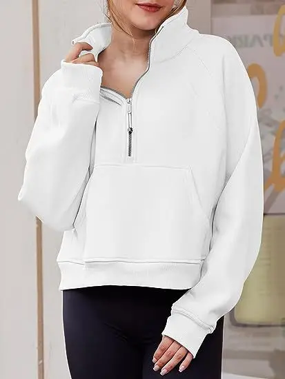 

20Autumn Winter Warm half zipper Hoodies Women Vintage Zipper Loose Hooded Shirt Casual Pullover Street Sweatshirt Y2k Clothes