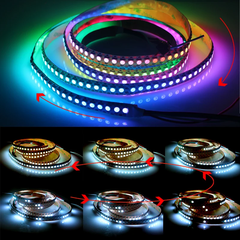 ARGB WS2812B WS2812 Smart 5050 RGB LED Strip LIGHT Individuaily Addressable Digital Flexible 30/60/144Pixels/m 1/3/5m tape lamp