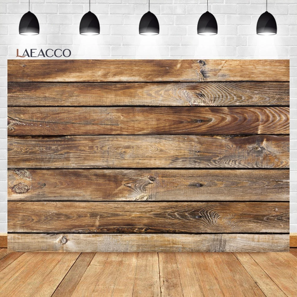 Laeacco Rustic Wood Wall Backdrop Retro Natural Wooden Board Plank Baby Shower Birthday Portrait Custom Photography Background