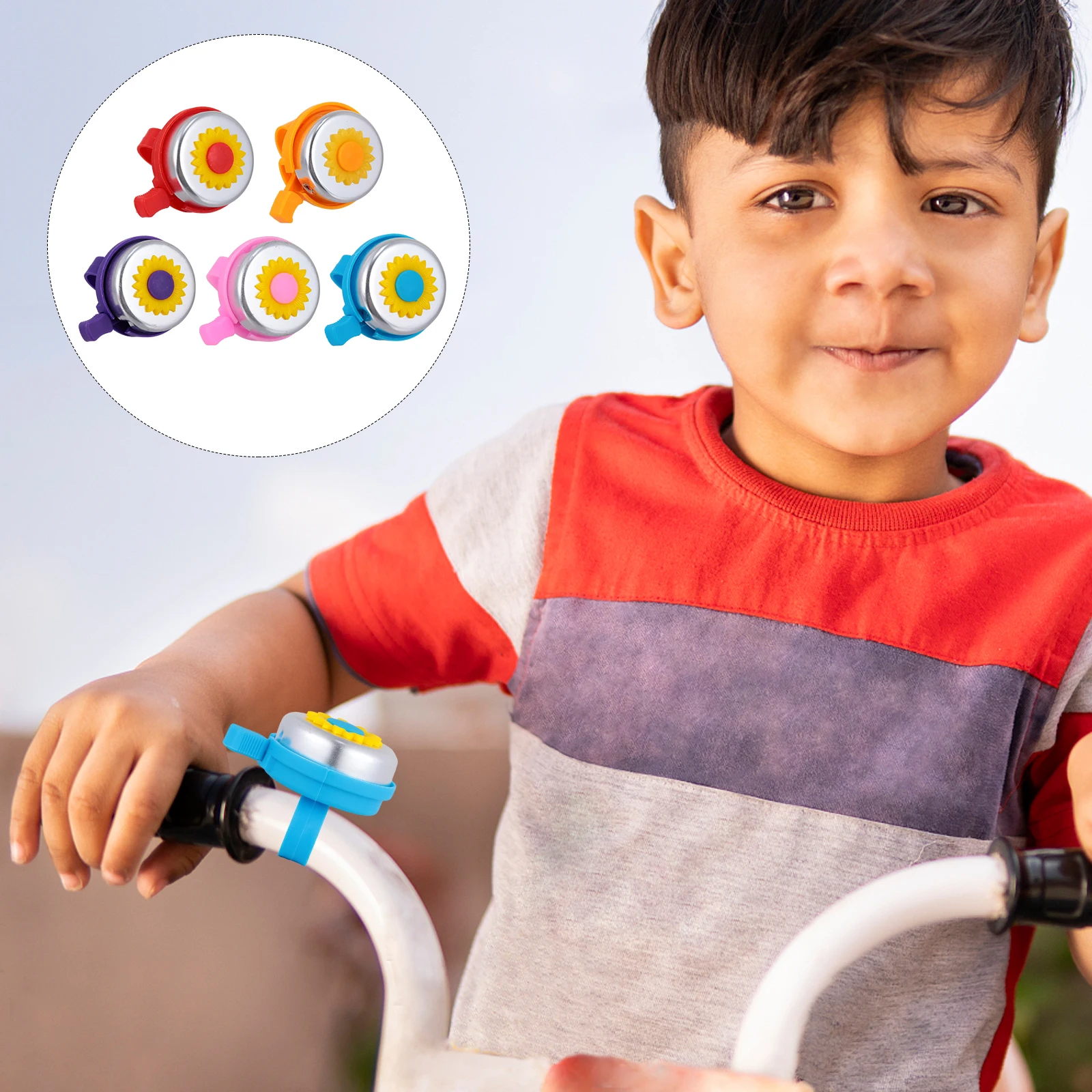 

5Pcs Sunflower Bike Bell Cycling Mini Horn Easy Install Handlebar Ringer Bike Accessories Scooter Bell