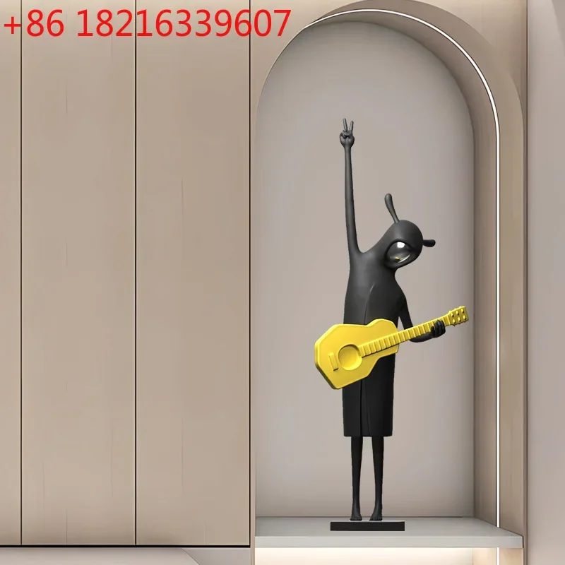 Internet celebrity ornament abstract figure playing guitar villa landscape landing large sculpture jewelry