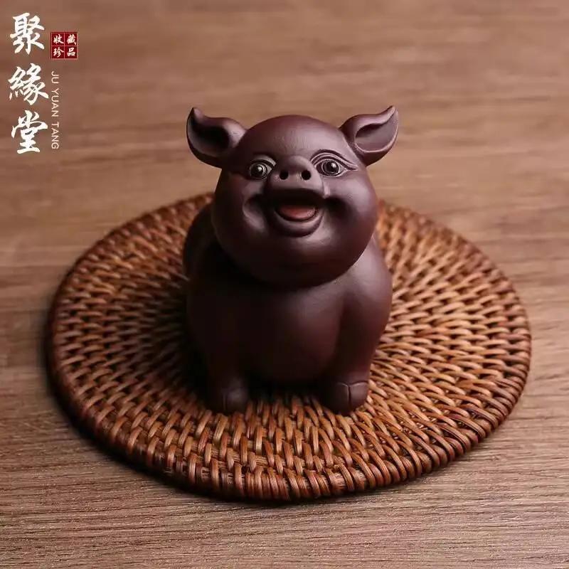 High-Quality Raw Mineral Purple Sand Pet Ornaments To Welcome Wealth And Blessing Pigs Can Raise Famous Handmade Toys Creative