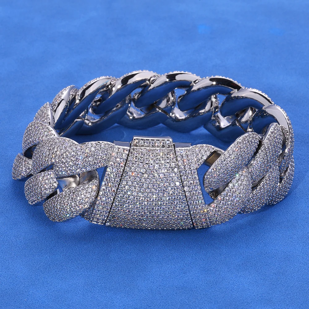 ESKEEM Hip Hop Jewelry 24mm 6 Rows Chunky Cuban Bracelet Men Iced Out Full Cuban Link Chain Bracelet For Man