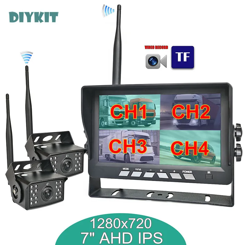 

DIYKIT 1280x720 Wireless 7inch AHD IPS DVR Monitor Night Vision Reverse Backup Recorder Wifi Camera for Bus Car Truck