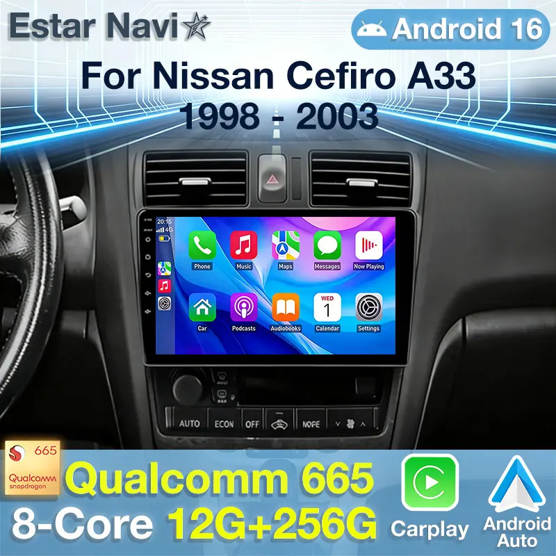 

Android 16 Car Radio For Nissan Cefiro A33 1998 - 2012 Qualcomm Multimedia Video Player GPS NAVI 4G LTE 5G WIFI Head Unit 2DIN