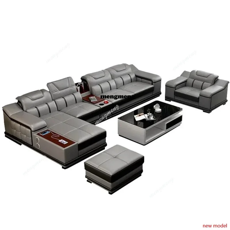 H178Genuine Leather Luxury Sofas Italian Minimalist Living Room Apartment Sofas Comfortable Straight Chaises De Salon Furnitures