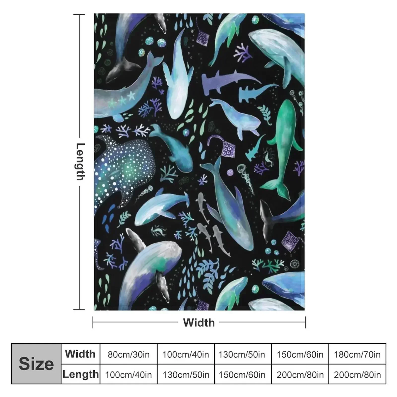 Ocean Diving with Whales at Night - Remix Throw Blanket couch cozy soft plush fuzzy picnic outdoor blanket