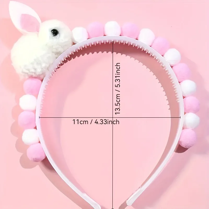 1pc Girls' Bunny Ear Fur Ball Headband Lovely Hair Accessory for Children Hair Bands for Girls Kids Headwear Headband