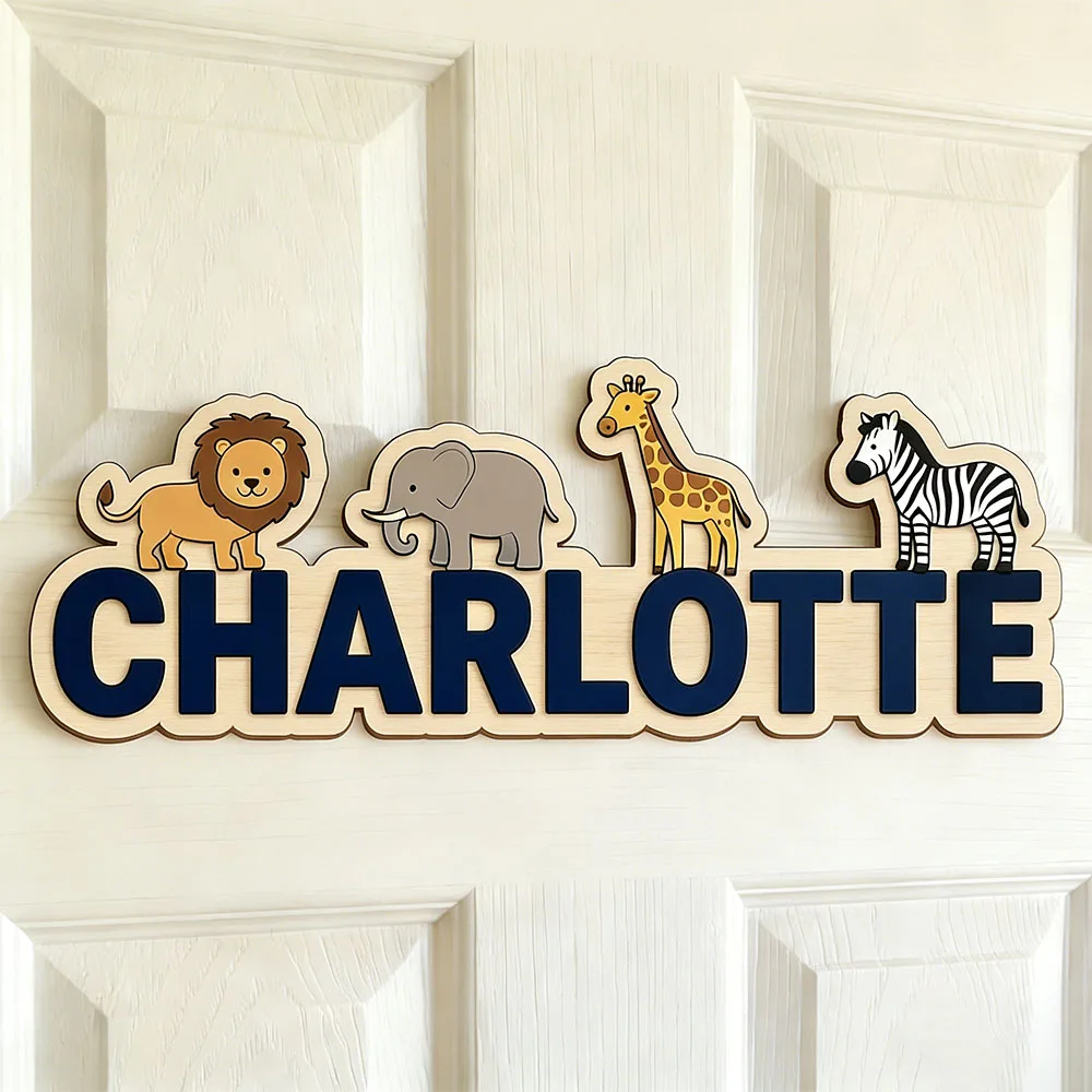 placa-de-nome-personalizada-com-animais-da-selva-decoracao-de-quarto-infantil-em-madeira-personalizada-placa-de-porta-fofa-para-bercario-presente-Unico
