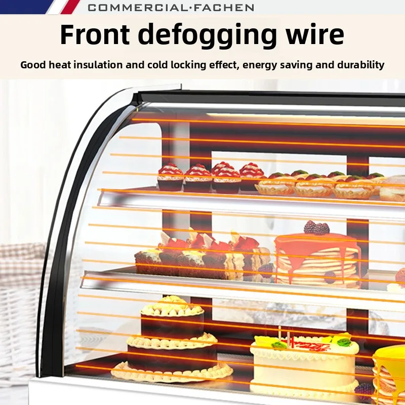 ZZ armadietto per torte da tavolo refrigerato per conservare bevande fresche, armadietto per dessert curvo per frutta commerciale