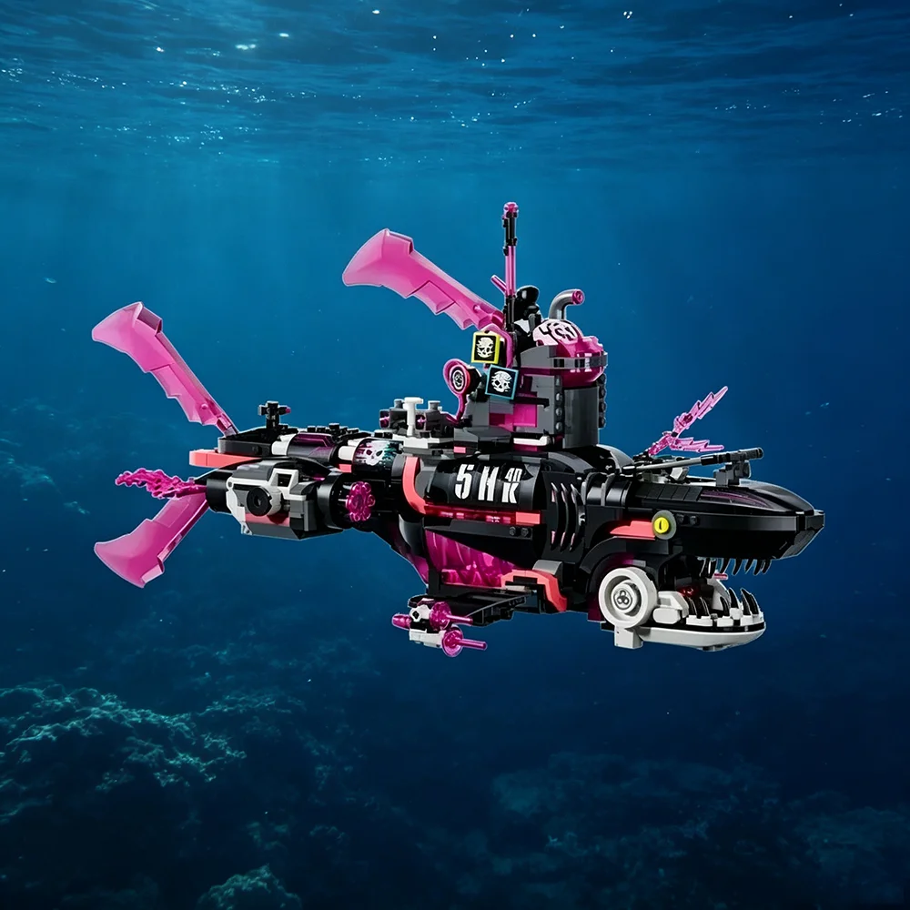 

Nightmare Shark Submarine Building Blocks Set 1413Pcs Deep Sea Adventure Explorer Vehicle STEM Toy 71500 Gift for Adults