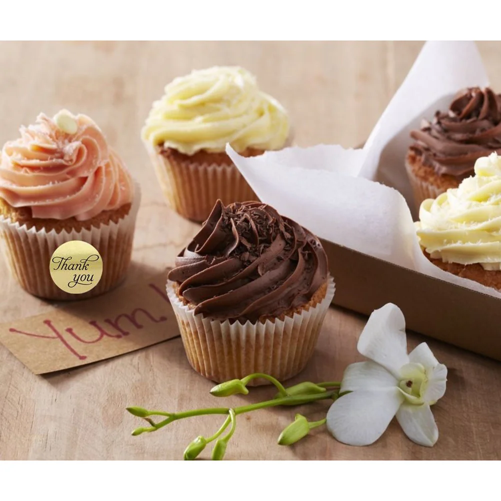 ملصقات مستديرة ملصق ذاتي اللصق ممتاز لأكياس حلوى المخابز وتغليف الديكور شكرًا لك ملصق ورق الكرافت #3