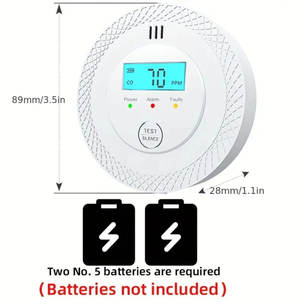 Carbon Monoxide Detector Independent Security Protection Gas Detector LCD Digital Display Home Warning Real-Time Alarm