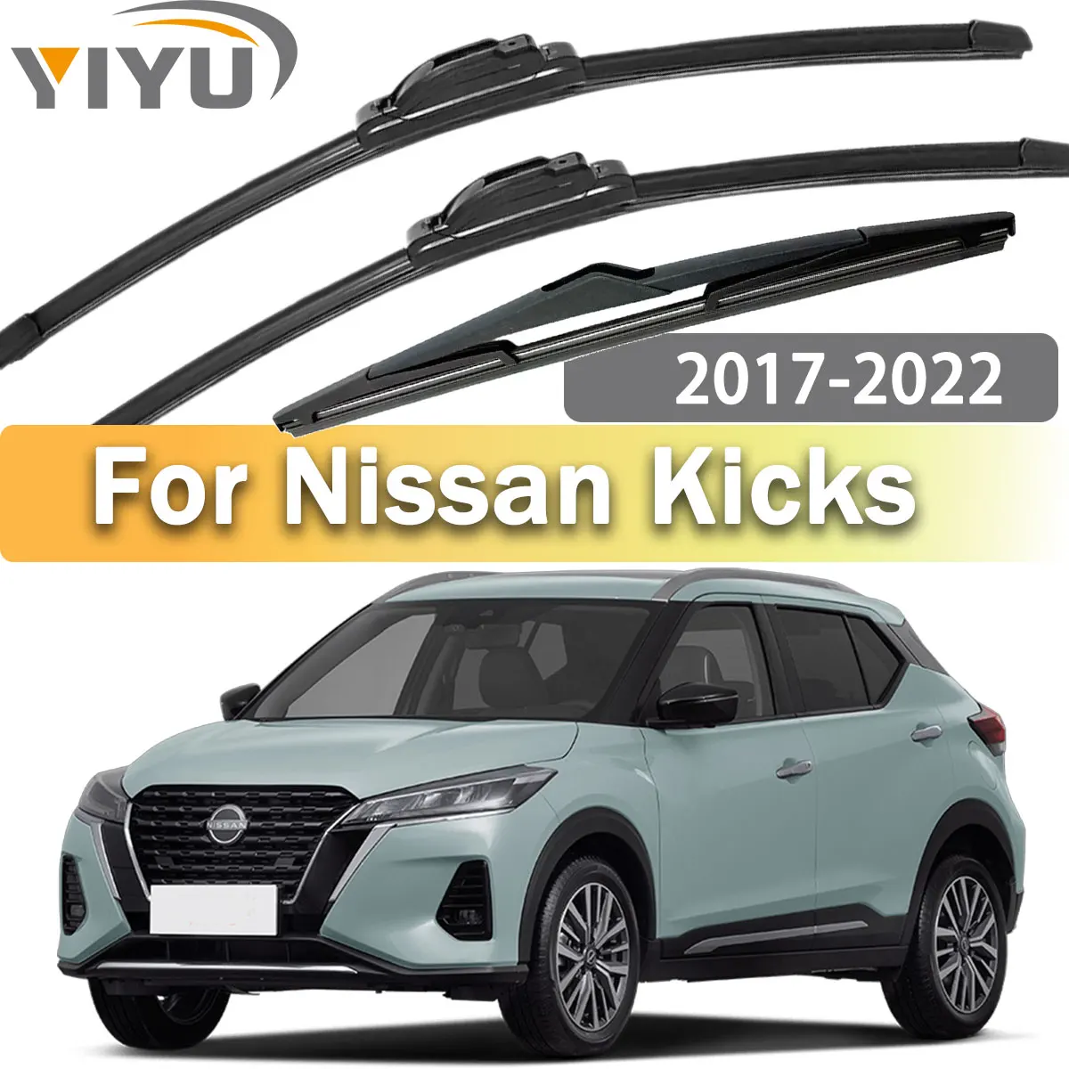 3PCS Front Rear Wiper Blades Brushes For Nissan Kicks 2017-2022 Accessories Window Windscreen Windshield