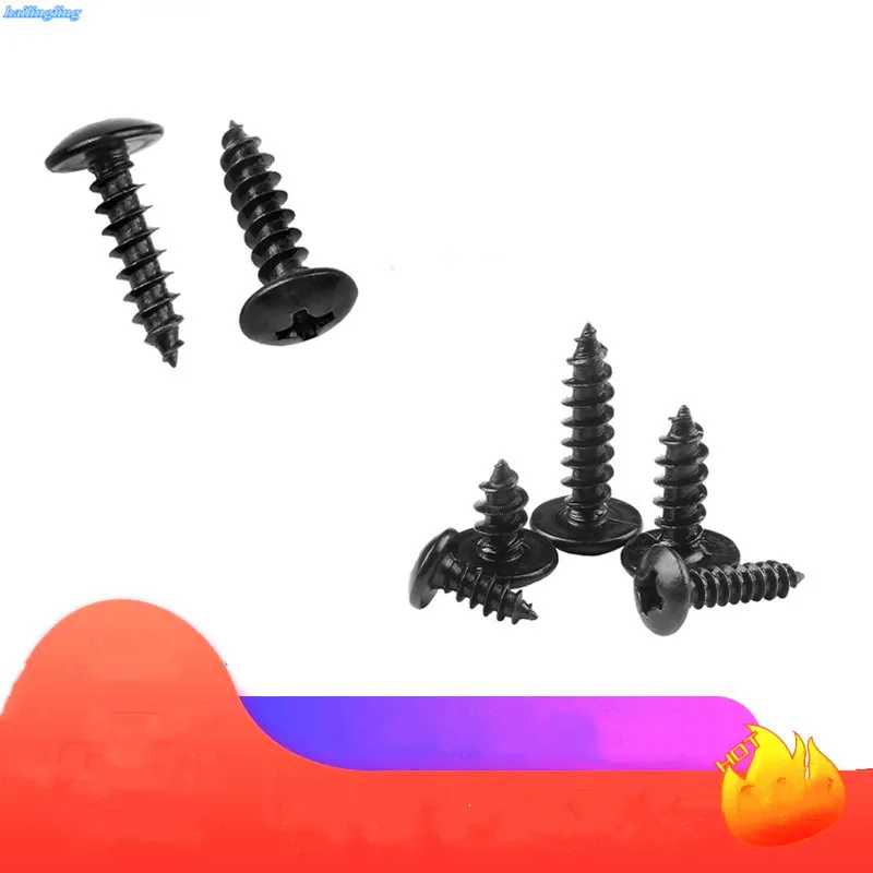 

dropshipping 50pcs m3 m4 m5*L steel with black Phillips Truss Head Cross Recessed Mushroom Head Self Tapping Screws