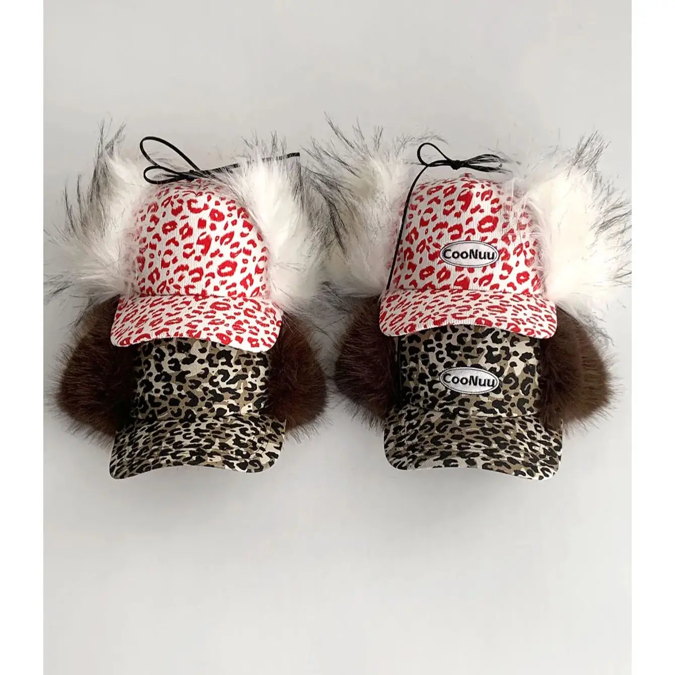 

Faux Fur Leopard Print Lei Feng Hat for Women, Winter Warm Plush Cuffed Earflap Cap, Street Style Versatile Trendy Baseball Cap